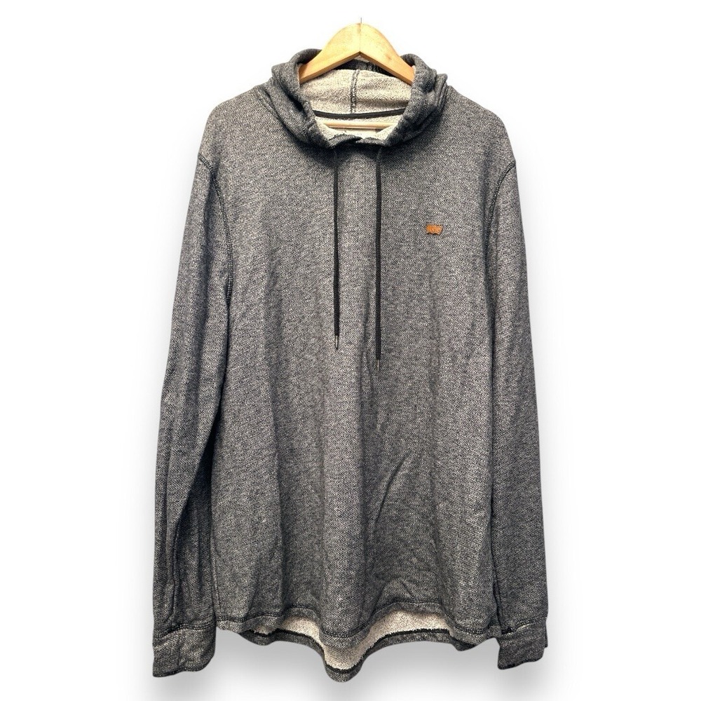 Zine‎ Grey Herringbone Knit Pullover Hoodie Sweatshirt L